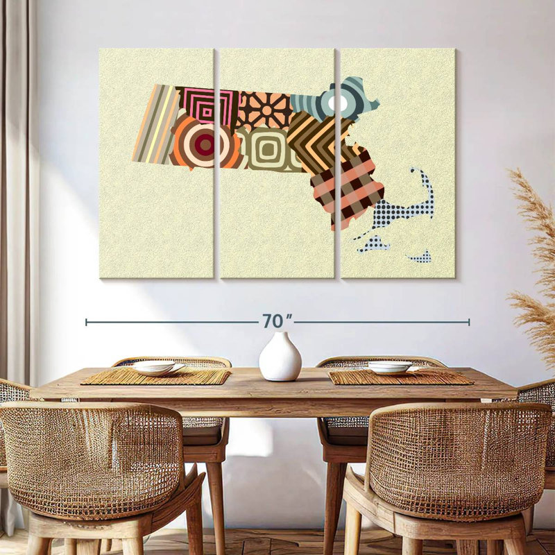 Massachusetts State Map, 42" H x 65" W