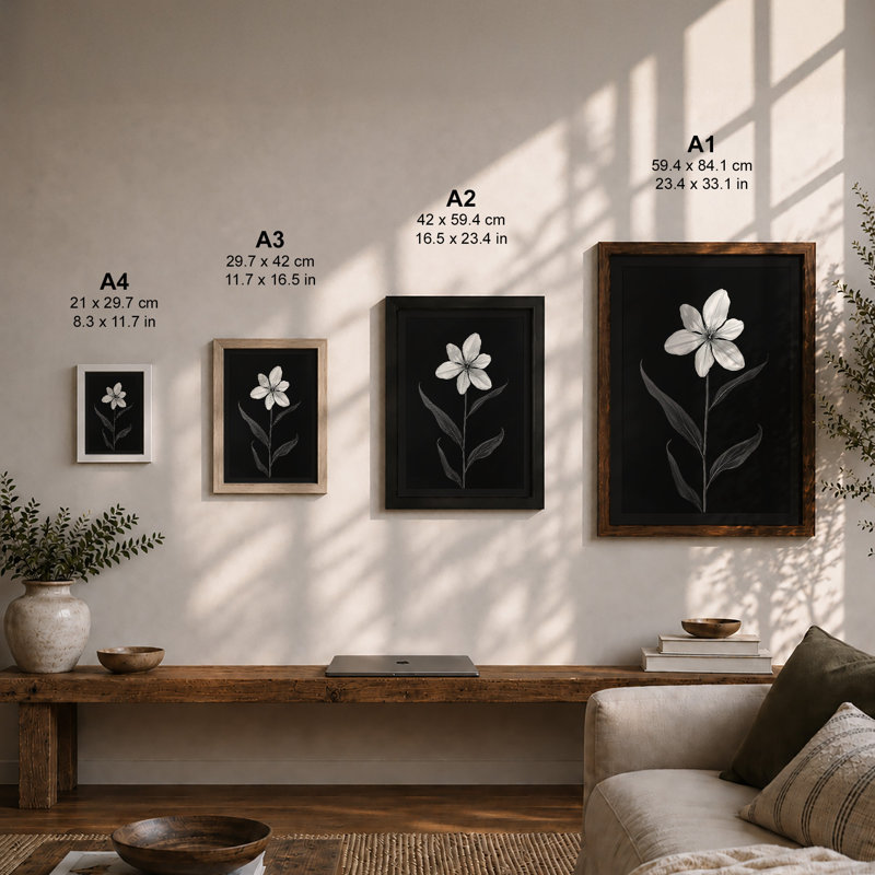 Delicate Bloom Botanical - Framed Print, Walnut, A3 - 42.0 x 29.7 cm