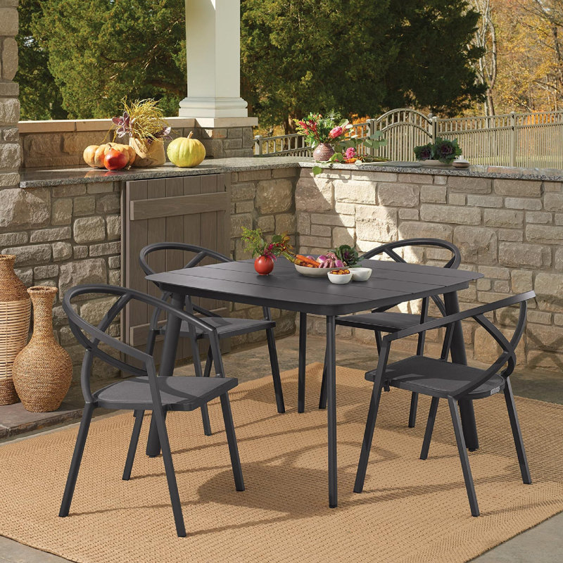 Azal Armchair (Set Of 2), Carbon, Ninja Black Basketweave