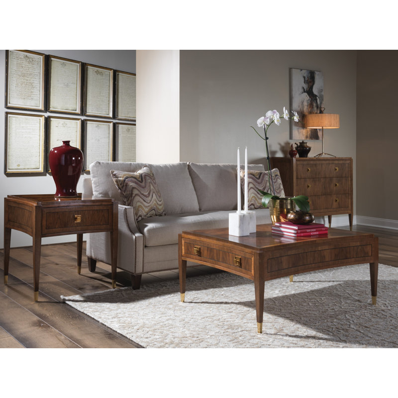Traditional Bleached Walnut Square End Table with Storage