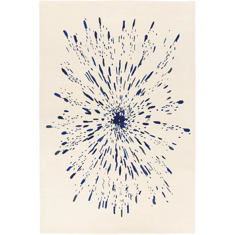 Paint Hand Tufted Area Rug in Blue, Rectangle 5'7" x 7'10"