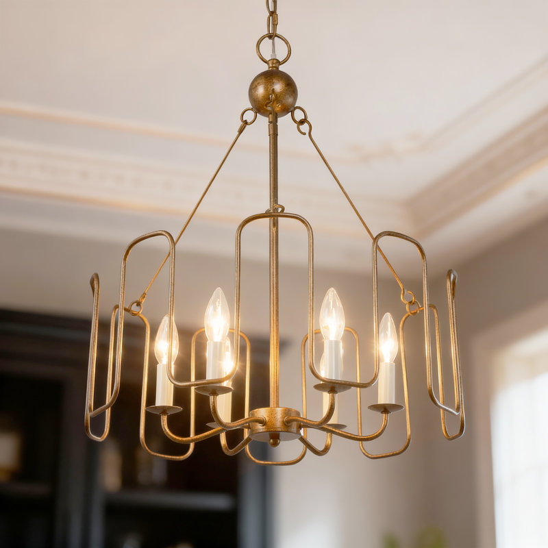 6-Light Antique Cooper Drum Kitchen Island Pendant