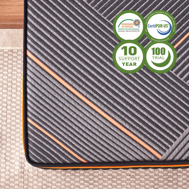 Matelas pour canapé-lit moelleux en mousse à mémoire de forme de 14 po Alwyn Home Perryman, Très grand
