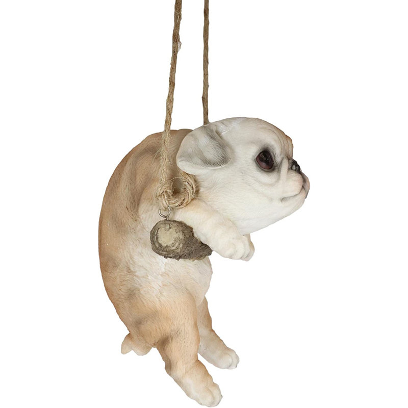 Figurine chiot sur une branche en macramé