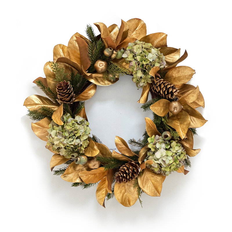 HYDRANGEA MAGNOLIA LEAF WREATH