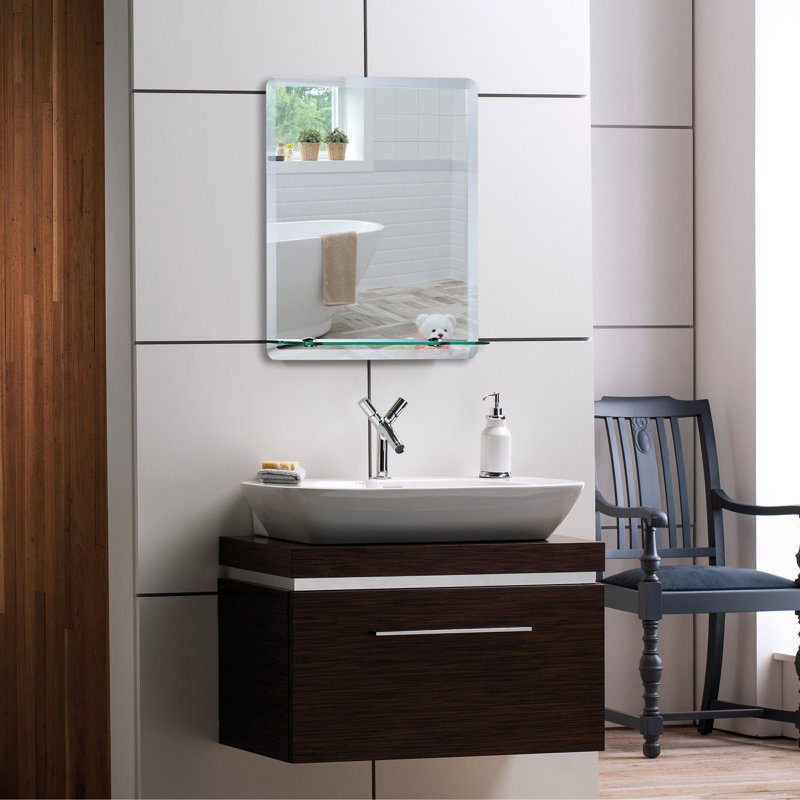 Selders Flat Wall Mirror with Shelves, 60cm x 45cm