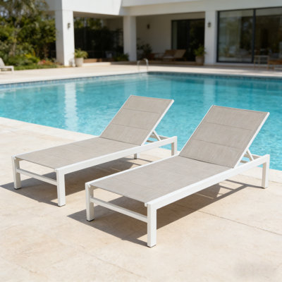 Gerber 77" Long Aluminum Reclining Chaise Lounge Chairs Padded with Quick Dry Foam