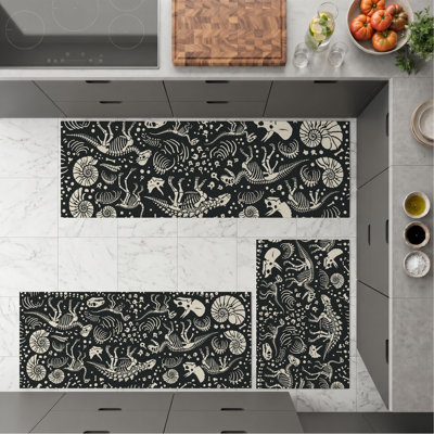 Floral Botanical Non-Slip Washable Kitchen Mats