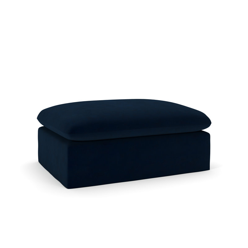 Luna Slipcovered Ottoman And A Half, Bella Ink Blue Performance Velvet