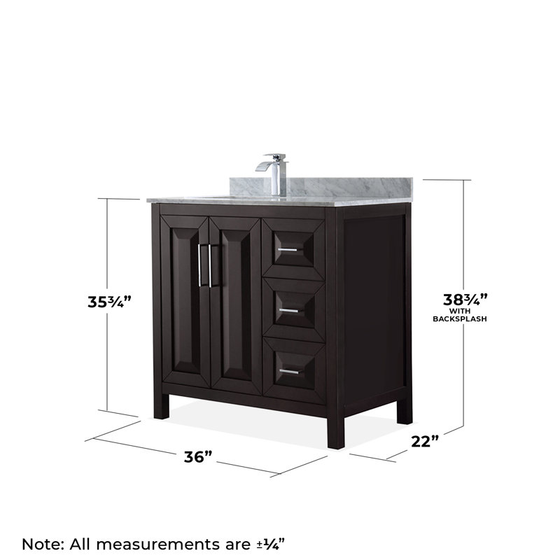 Daria 36'' W Single Vanity, Dark Brown, Polished Chrome