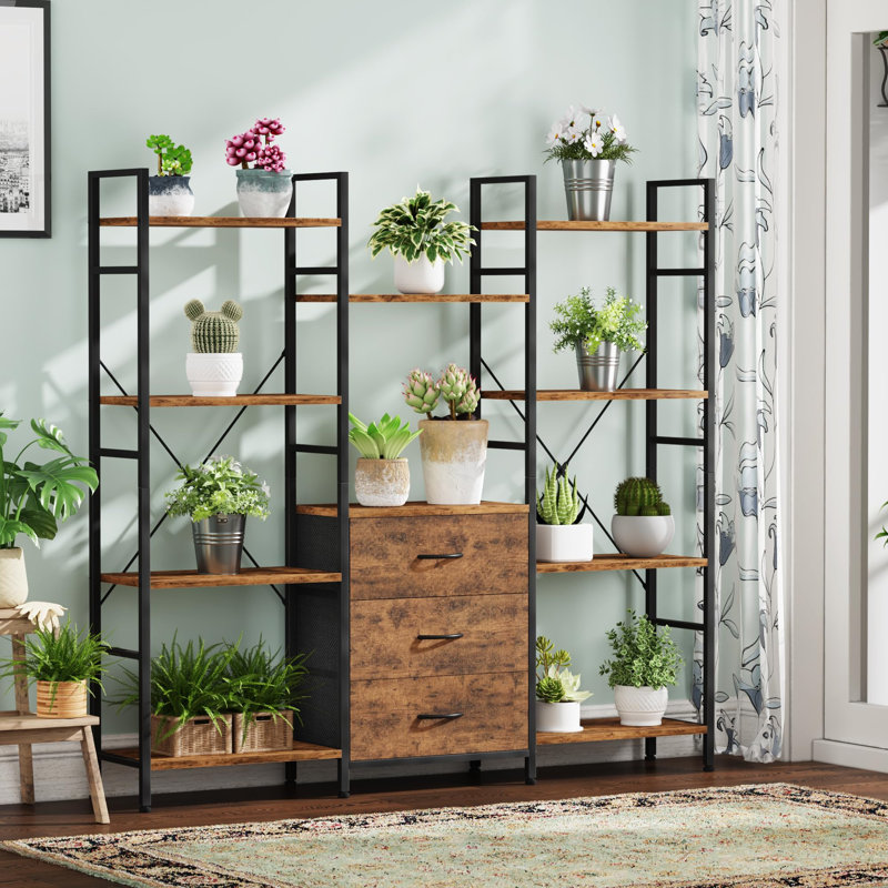 142cm H Metal Book Cabinet Bookcase, Brown