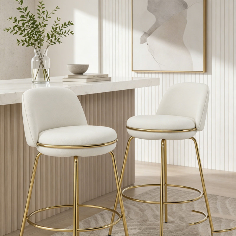 Tabouret de bar intérieur en métal, Beige,Gold