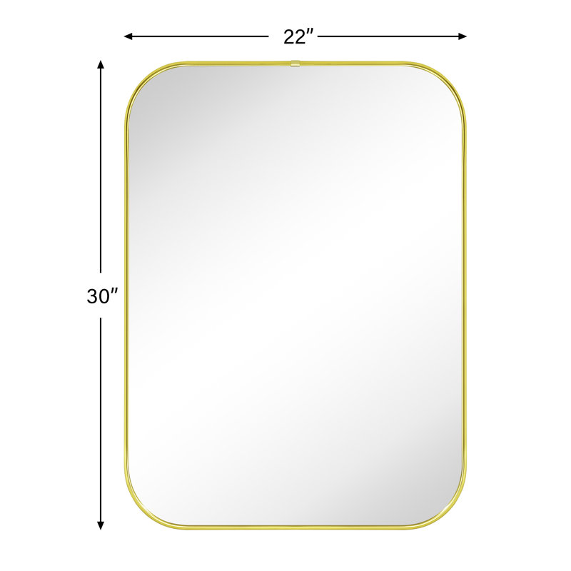 Lucia Contemporary Rounded Rectangle Bathroom Vanity Mirror, 30'' x 22'', Gold
