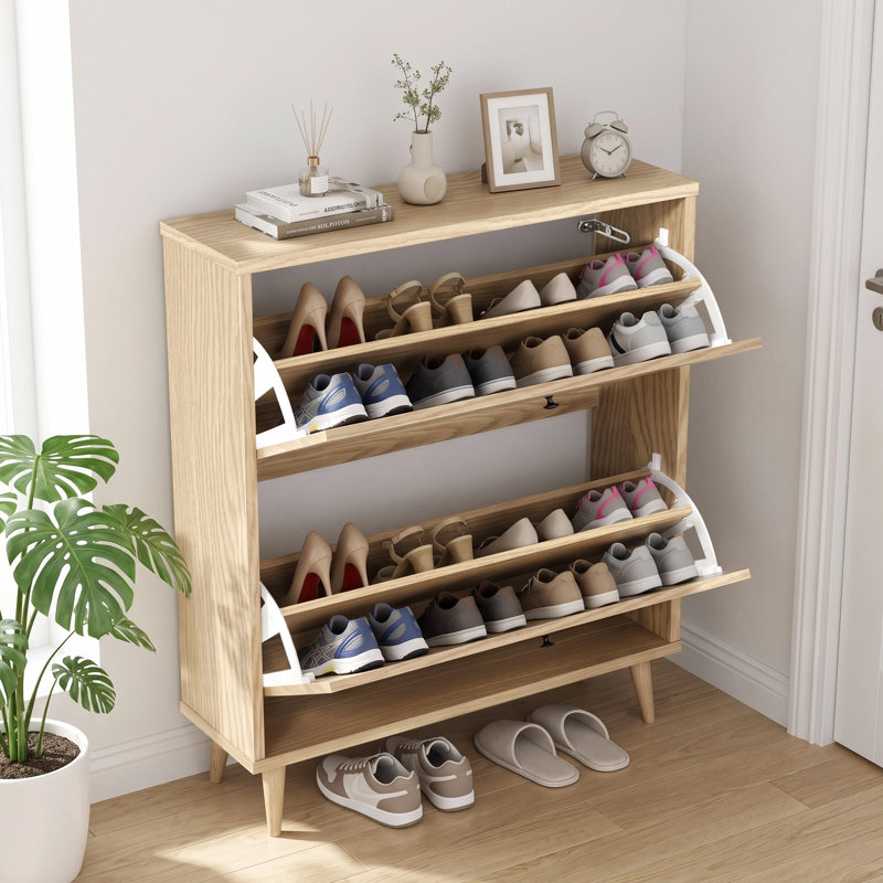 Armoire de rangement pour chaussures 16 paires, Naturel