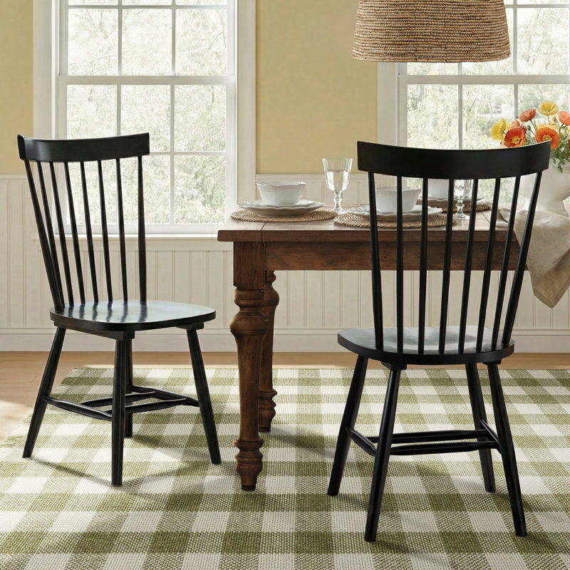Matanna 17.3'' H Oak Solid Wood Side Chair, Black