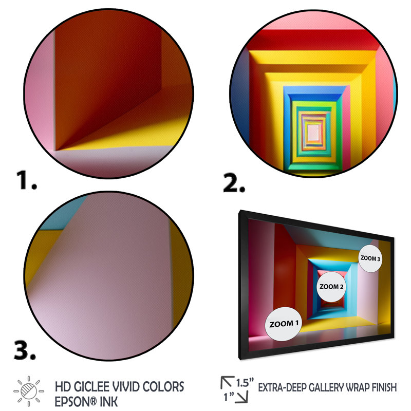 «Pastel Color Rectangular Infinity - Abstract Midcentury», art mural, Cadre simple noir, H 30 po x l 40 po x P 1,5 po