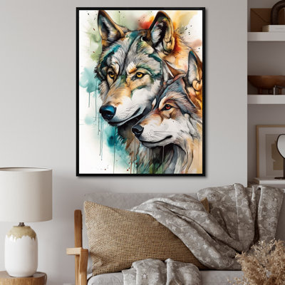 «Wolves Portrait Watercolor1», art mural grand loup