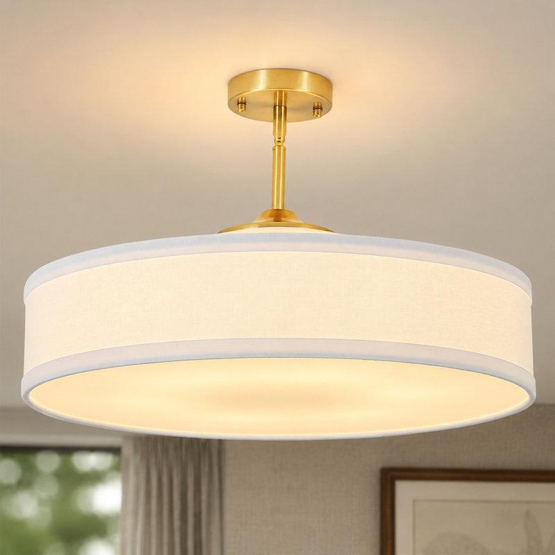 Aurelia 6-Light 24" Fabric Drum Semi Flush Mount Ceiling Light