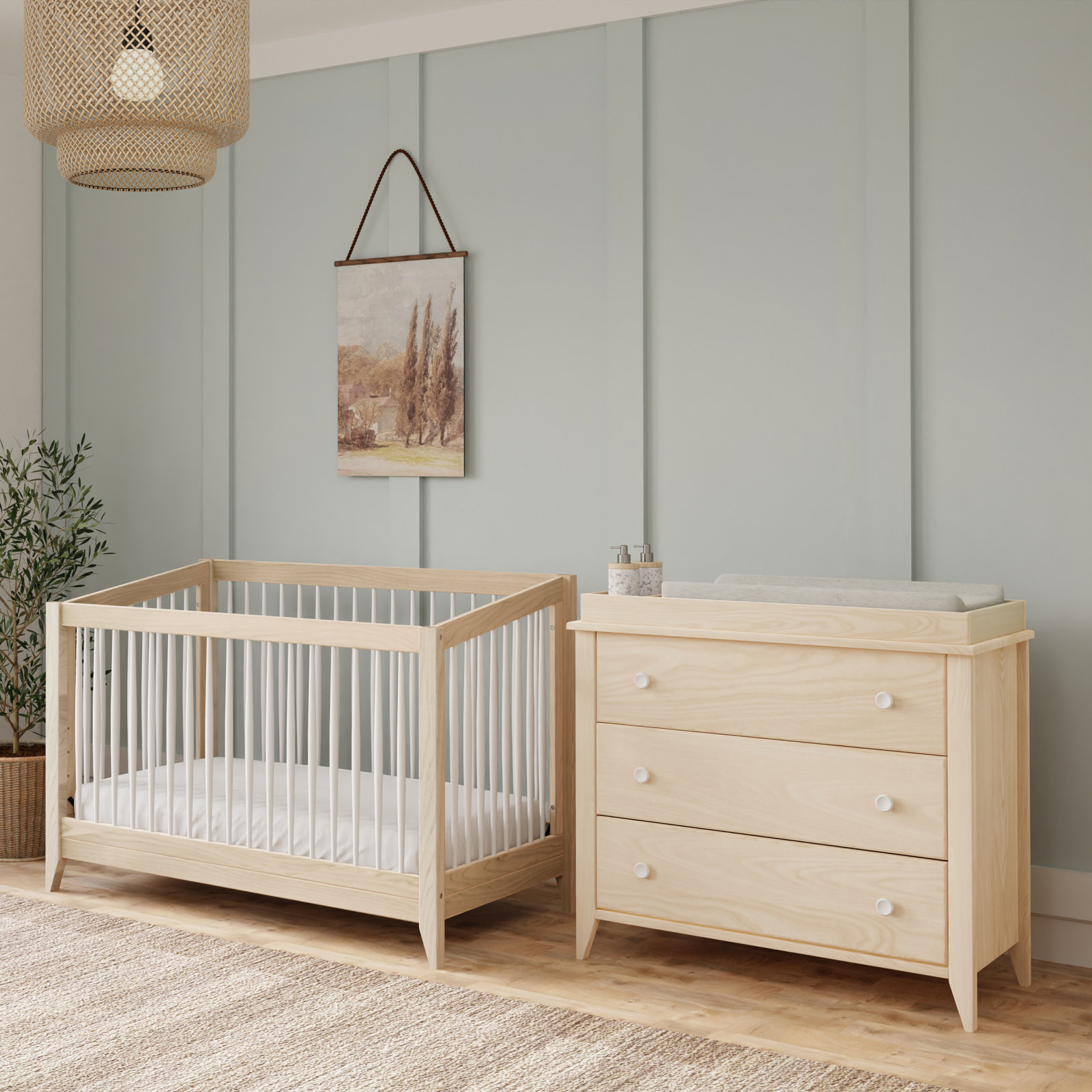 Sprout 2-Piece Nursery Furniture Set, Washed Natural/White