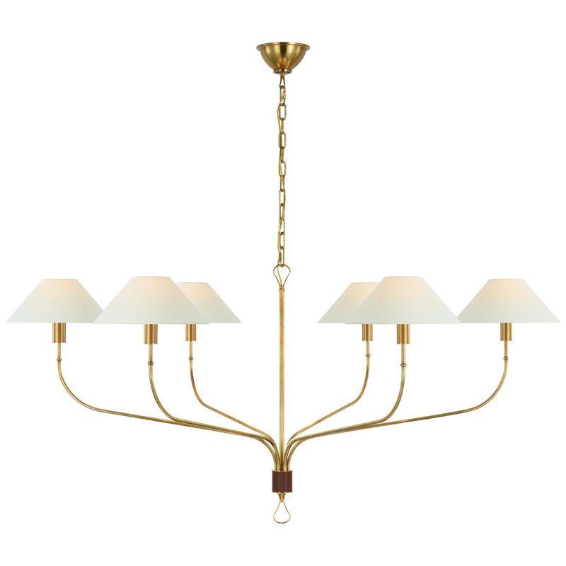 Griffin 6 - Light Chandelier, Hand-Rubbed Antique Brass