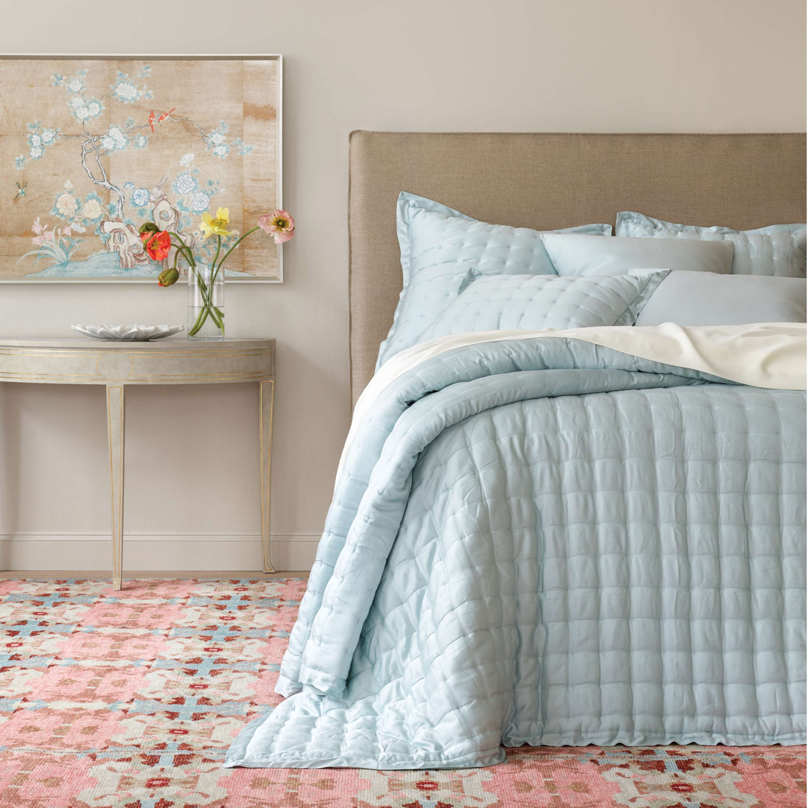 Silken Quilt Set, Full/Queen Quilt, Robin's Egg Blue