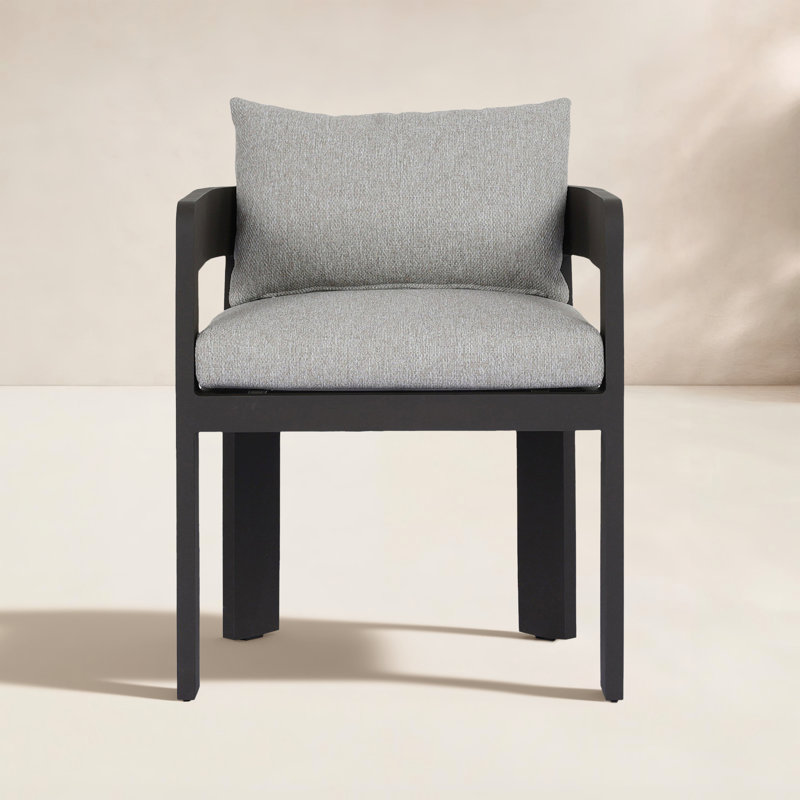 Jackson Outdoor Dining Armchair, Concha Fog/Dark Gray