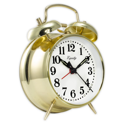 Brass-finished Metal Twin Bell Keywind Analogue Alarm Clock