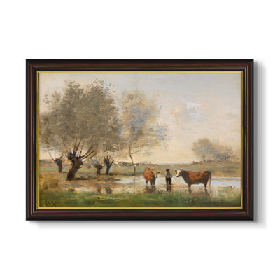 Vaches dans un paysage marécageux, v. 1873-1874-Jean-Baptiste-Camille Corot-Toile encadrée sur mesure