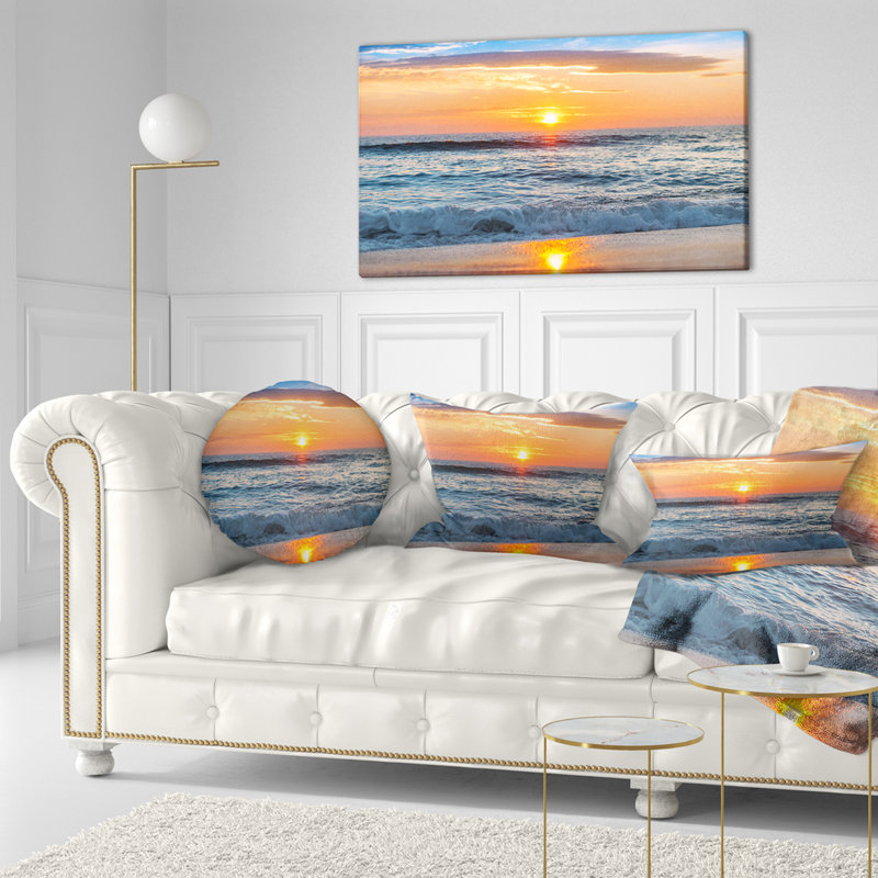 Coussin de plage au lever du soleil sur l'horizon, Rectangle, 12 po x 20 po