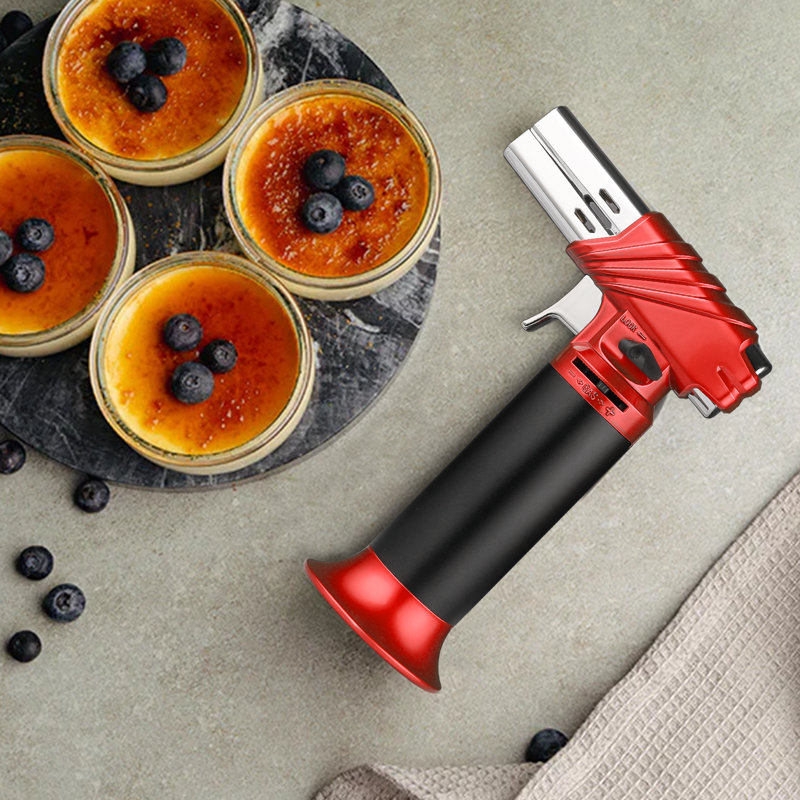 Torche barbecue au butane pour le soudage, la cuisson, le barbecue et la cuisson, Rouge