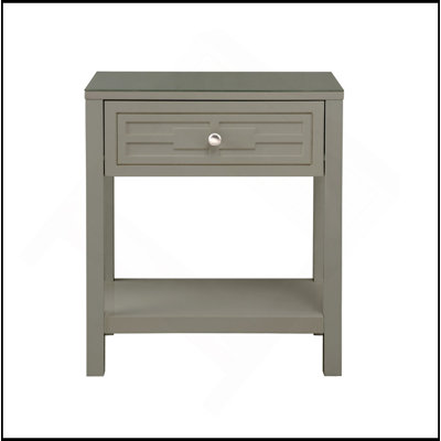 23" Wooden End Side Table Nightstand With Top And Drawer