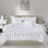 Oreiller et édredon double / grand imprimé métallique - géométrique argenté sur fond blanc, 2 taies décoratives, coussins décoratifs, imprimé confort, microfibre douce, froissable, lavable à la machine