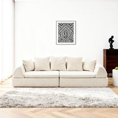 Nuage désossé modulaire avec siège moelleux et parfait pour la chambre à coucher du salon, aucun assemblage requis, blanc, 4 sièges, mi-doux, mi-résistant, style décontracté, rembourrage en mousse, matériau principal à ressorts,