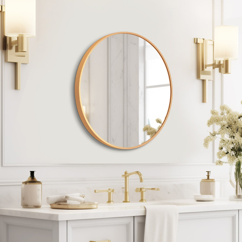 Miroir mural en métal, Jaune vif, 24 po x 24 po