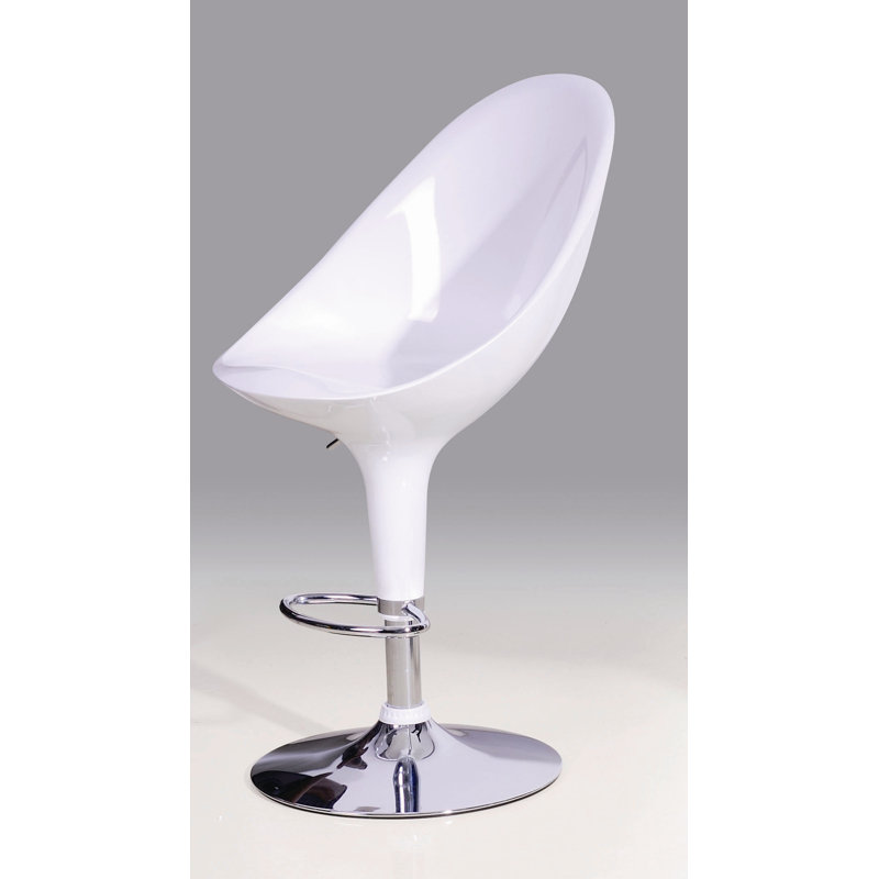 Hyland Swivel Adjustable Height Bar Stool, Chrome/White