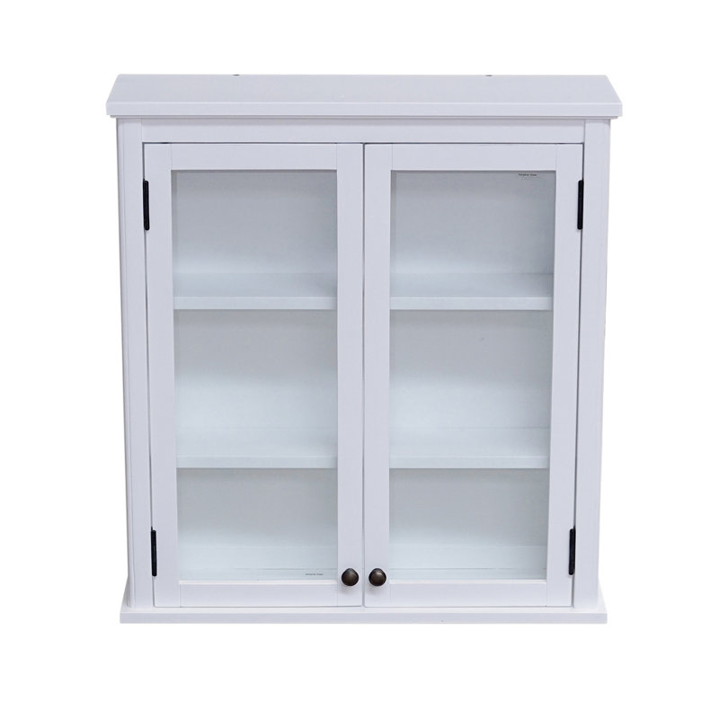 Dorset 27"W 29"H Traditional Style Wall Mounted Bathroom Cabinet With Glass Cabinet Doors
