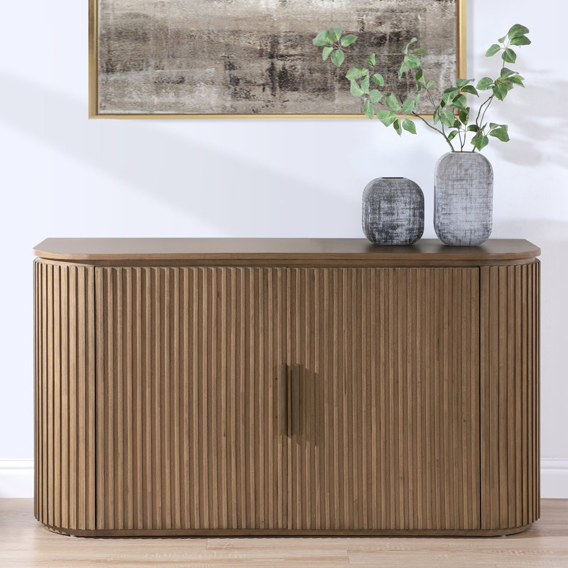 Barry 60'' Wide Oak Wood Sideboard, Storage Server, Brown