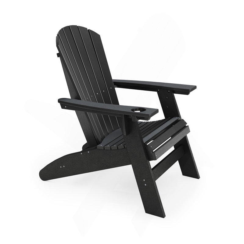 Black Adirondack Chair – Sturdy Hdpe Poly Lumber For Poolside, Patio, and Garden Relaxation, Black