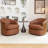 Wooden Vegan Leather Upholstered  Armchair  Swivel Barrel Chair-113403011
