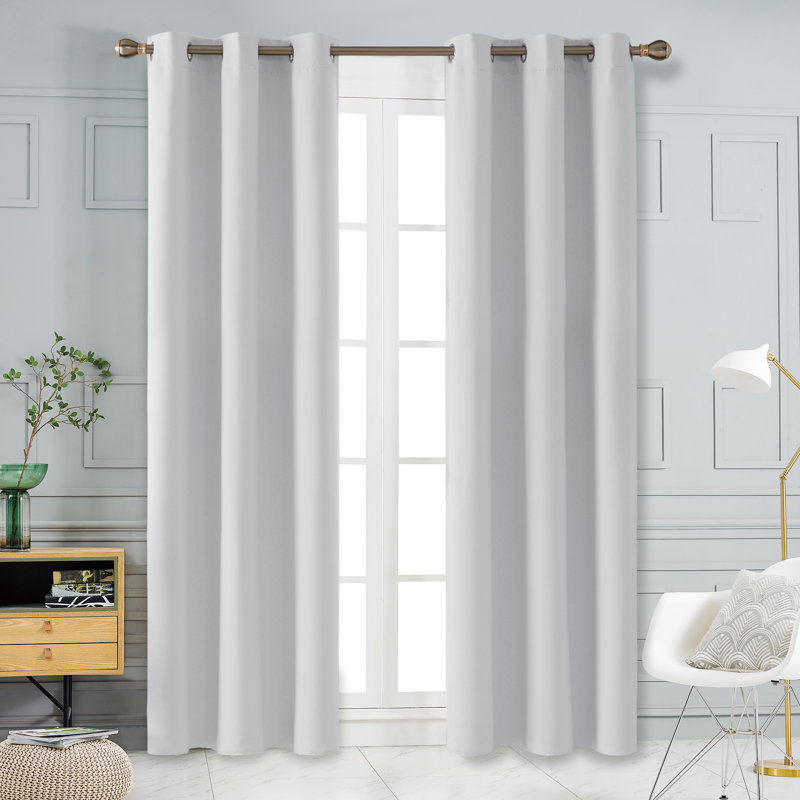 Lompoc Room Darkening Grommet Curtain Panels, Light Grayish White, 42" W x 108" L