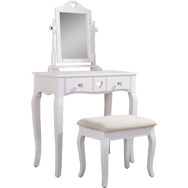 Cambrai Dressing Table with Mirror, White