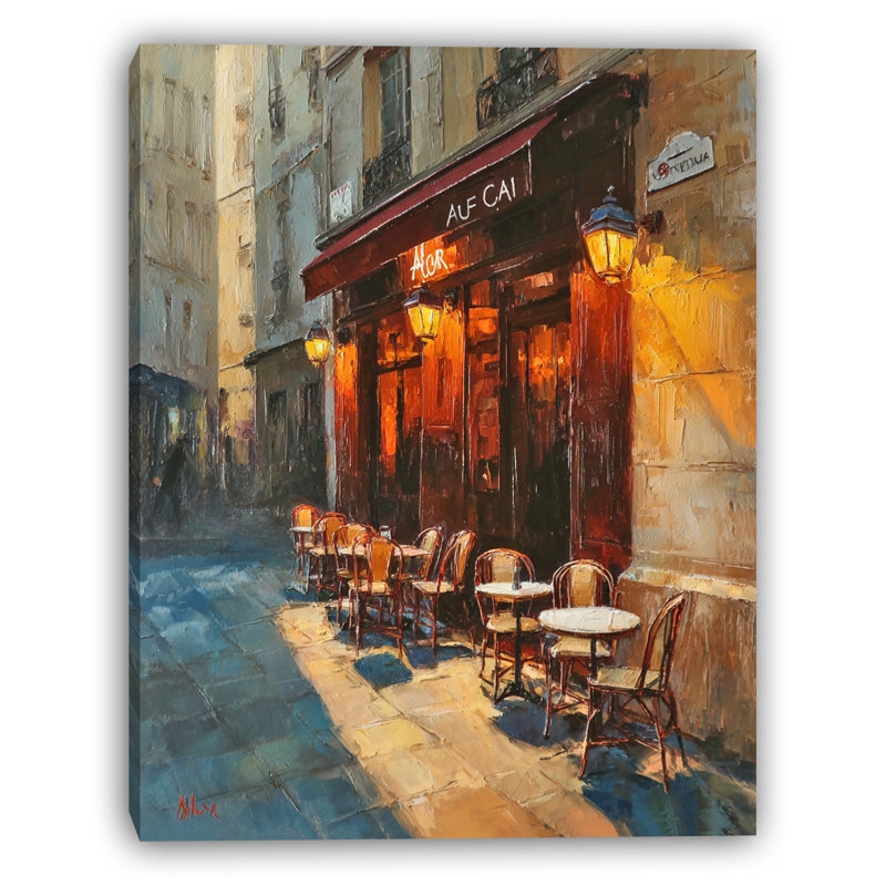 «Paris Bistro Terrace», art mural sur toile tendue, H 24 po x l 16 po