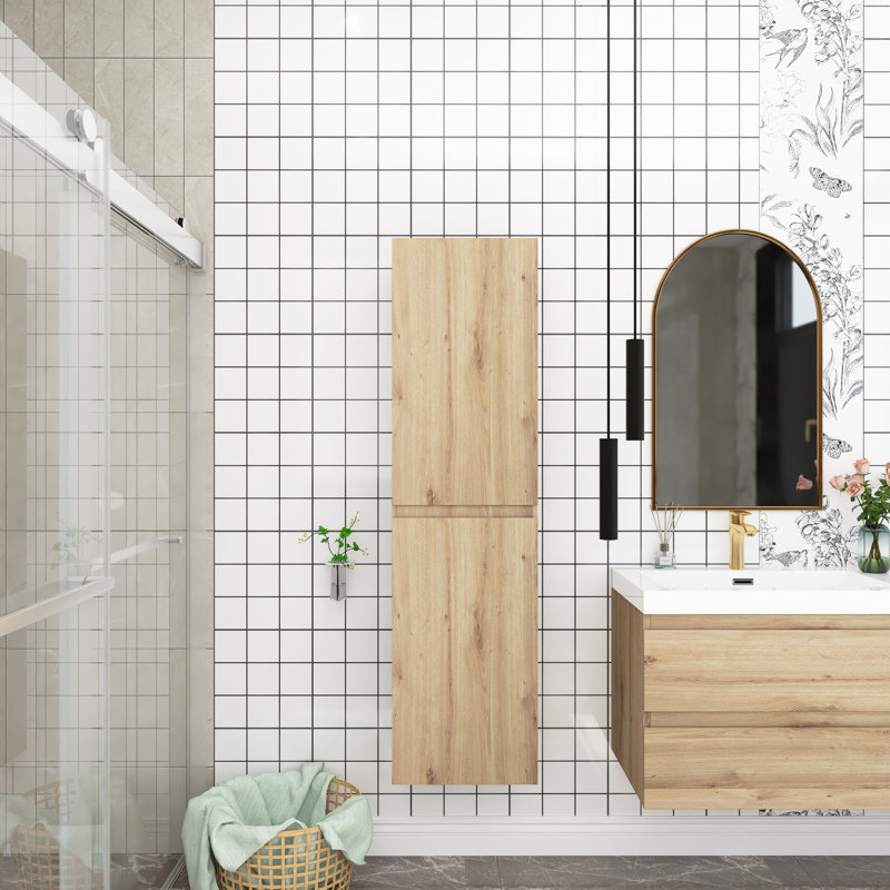 Armoire de salle de bain murale Skoura, Chêne naturel
