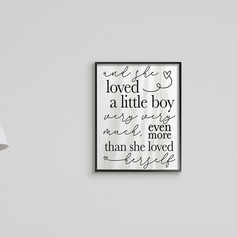 «Lived A Little Boy», phrase «Family Home Sentiments», H 30 po x l 24 po, Cadre noir