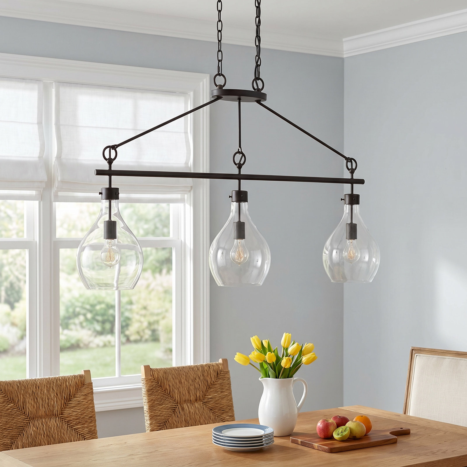 3 Light Glass Dimmable Pendant