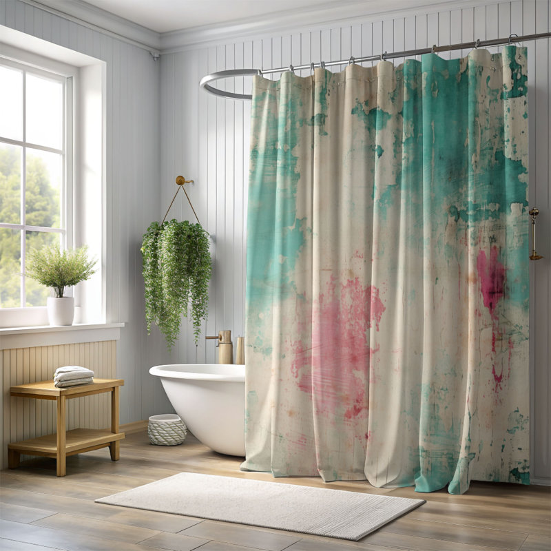 Rideau de douche Teal Antiquity - Premium, H 74 po x l 71 po
