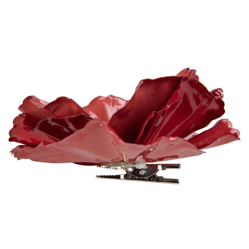 4.75" Shiny Poppy Clip Christmas Ornament, Shiny Coral Pink