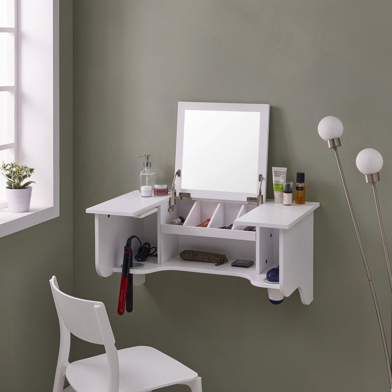 Rebord mural avec miroir de coiffeuse, style transitionnel
