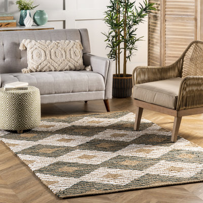 Tapis en jute / coton gris / ivoire / brun tressé à la main Martinek