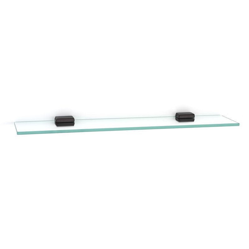 Chocolate Bronze 24" Glass Wall Shelf with Brackets